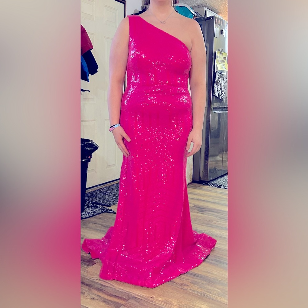 Hot pink prom dress